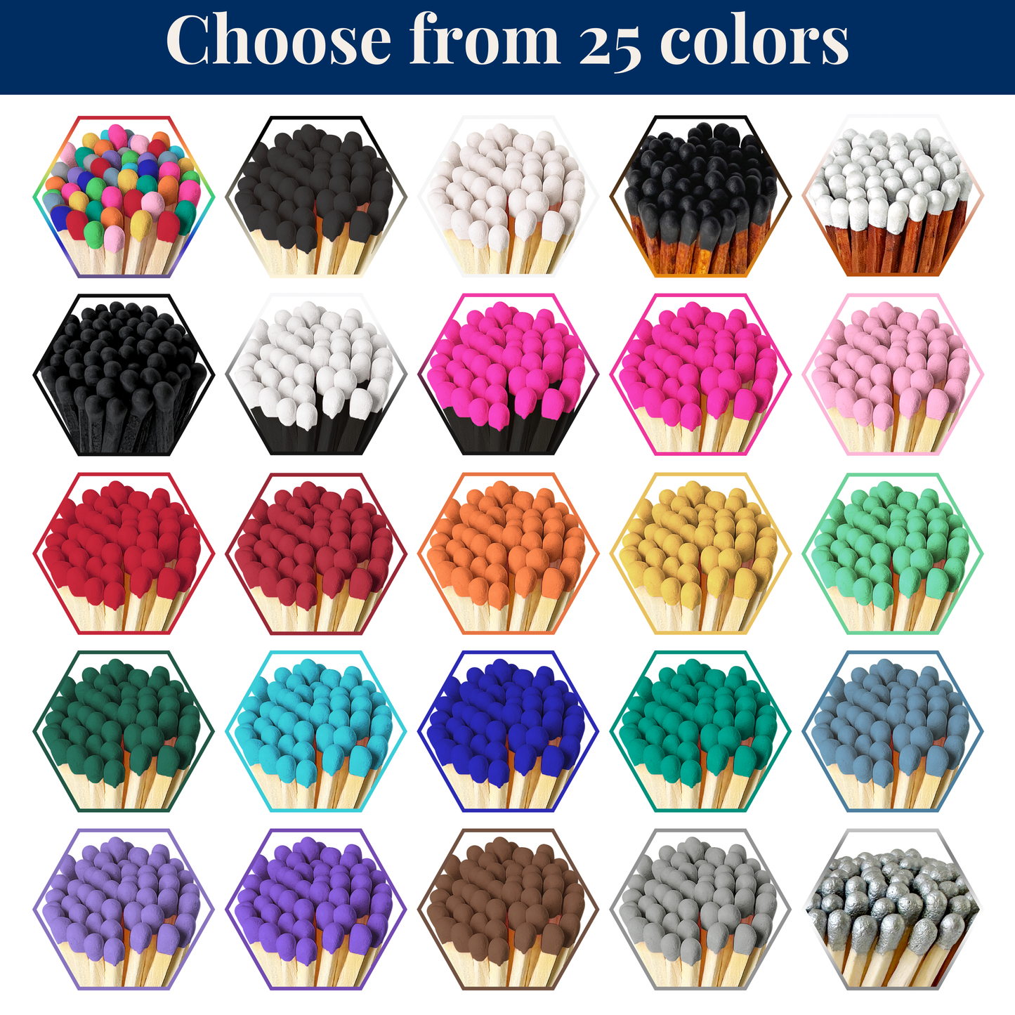 2" Matches + Mini Cloche - Colors of Your Choice + Strikers: Rainbow