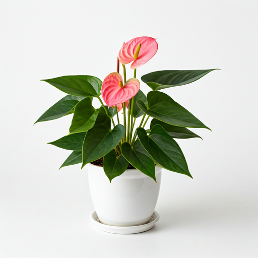 Pink Anthurium in White Pot