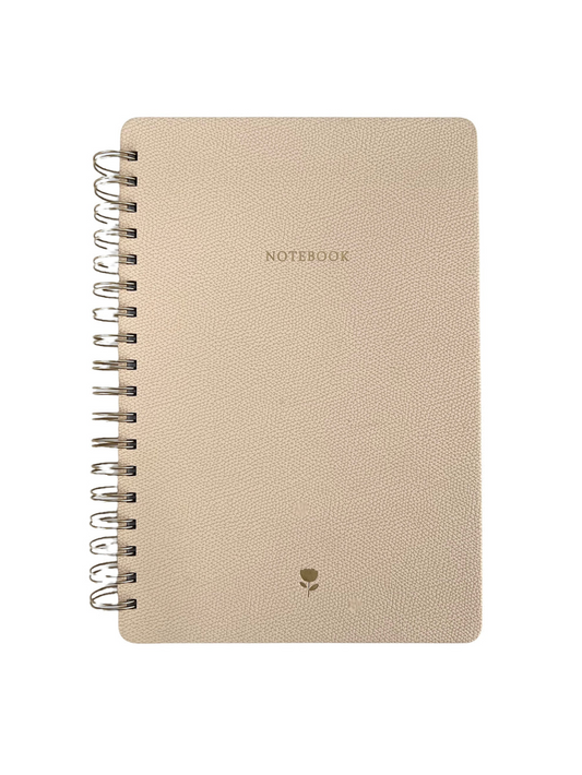 Spiral Notebook - Beige with Gold Accents